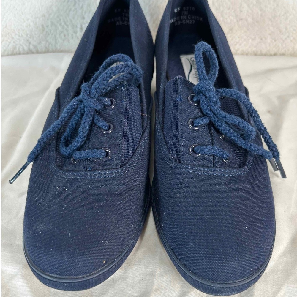 Grasshoppers Canvas Lace Up Sneakers Casual Comfort Shoes Navy Blue Size 7 - Picture 3 of 15